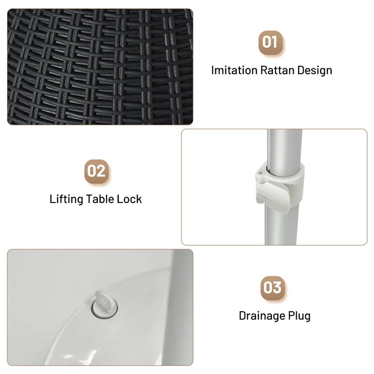 3 In1 All-weather Cool Wicker Bar Table Cool Bar Cooler Table Ice Bucket Plastic Modern Commercial Furniture Dining Tables