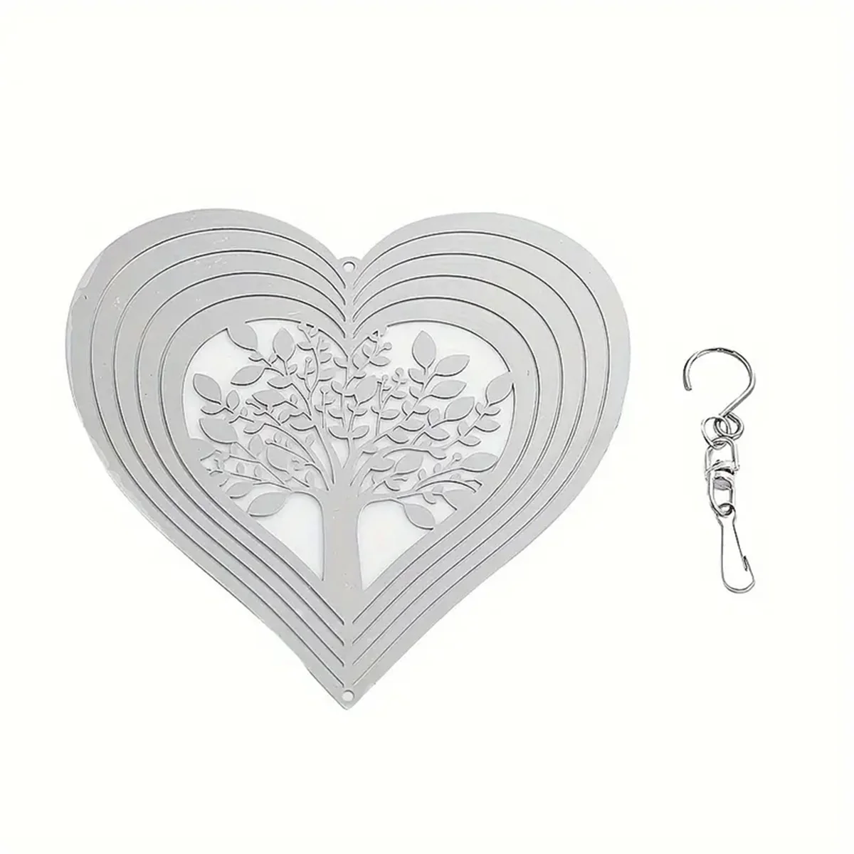 3D Color Rotation Heart Shape The Tree Of Life Metal Wind Chime Sun Catcher Metal Hanging Wind Spinner Home Garden Decoration