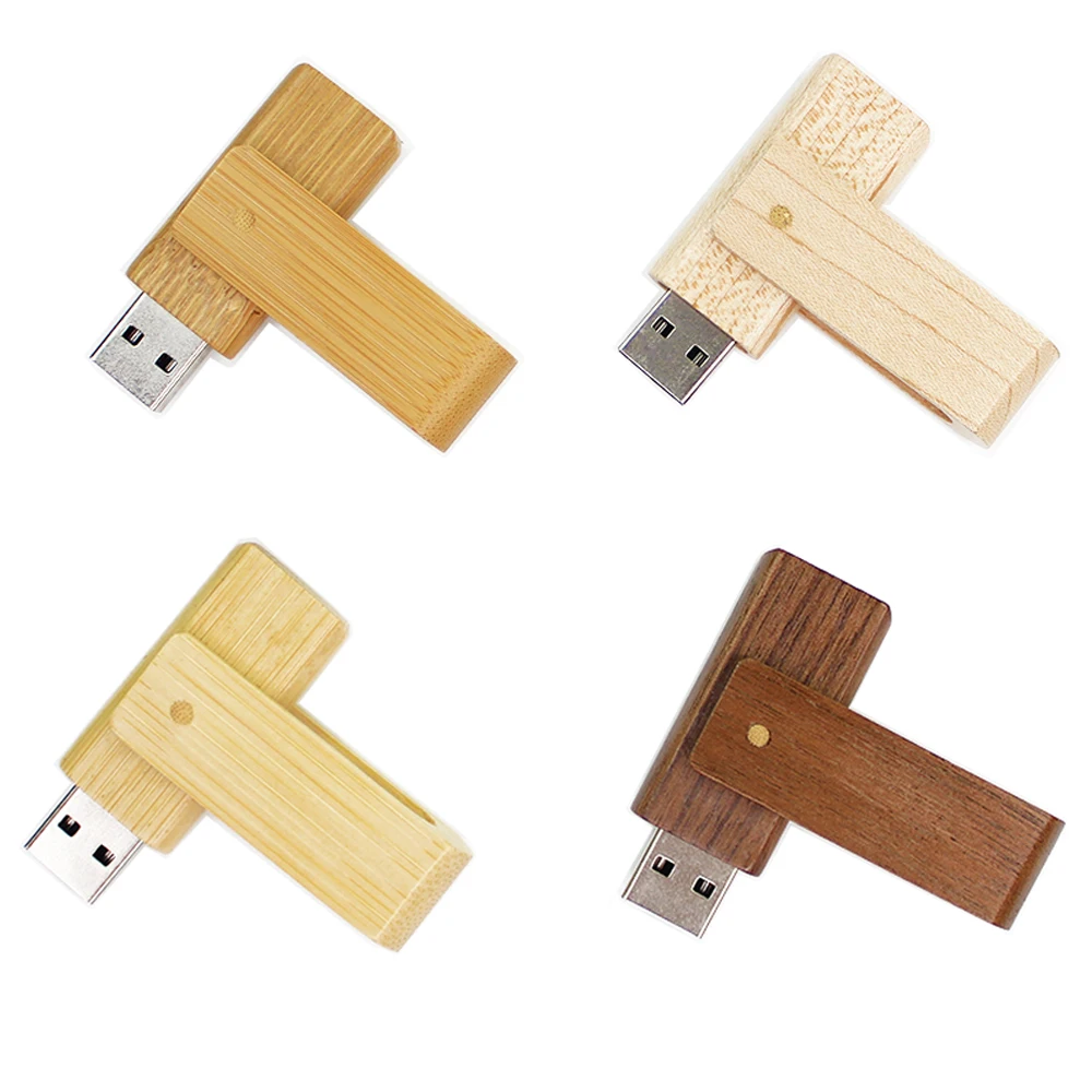 Hot Selling Swivel Wooden USB Memory Stick 4GB 8GB Custom Logo USB Flash Drive 2.0 16GB 32GB Pen Drive 32Gb High Speed Usb Wood