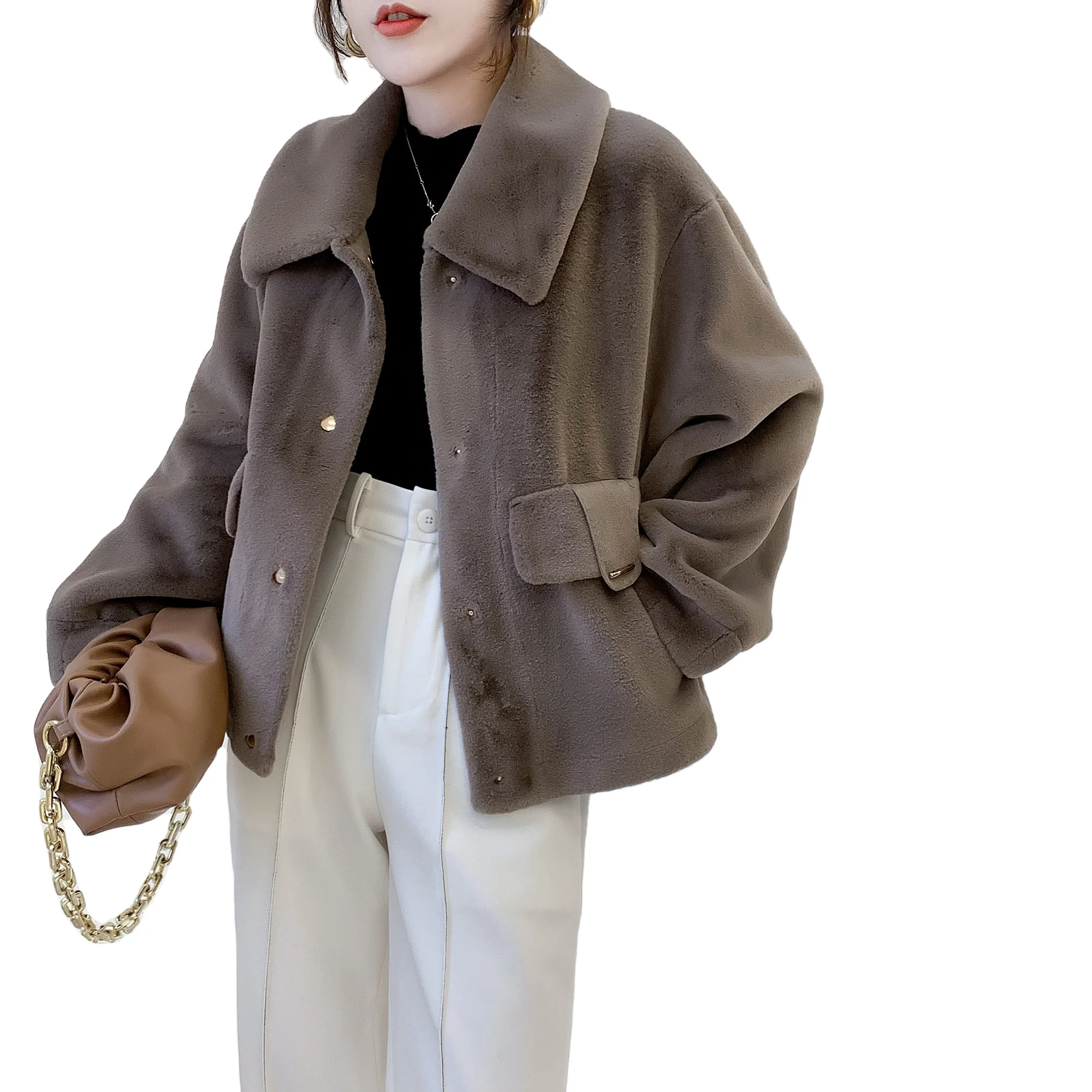 
Mink Coat Women Young Style Ferret Fur Lapel Coat Manufacturer Wholesale 2020 New Style Winter 