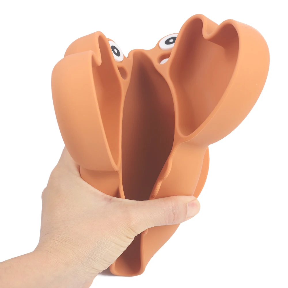 Newsun Crab Dinnerware Set Silicone Baby Portable Dining Bowl Pate Cup Set Divided Dishes Antispill