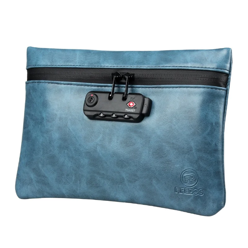 Large Capacity Resealable Smell Proof Leather Bag Waterproof Bags With Combination Lock For Travel Stash Smoke Accessory Storage