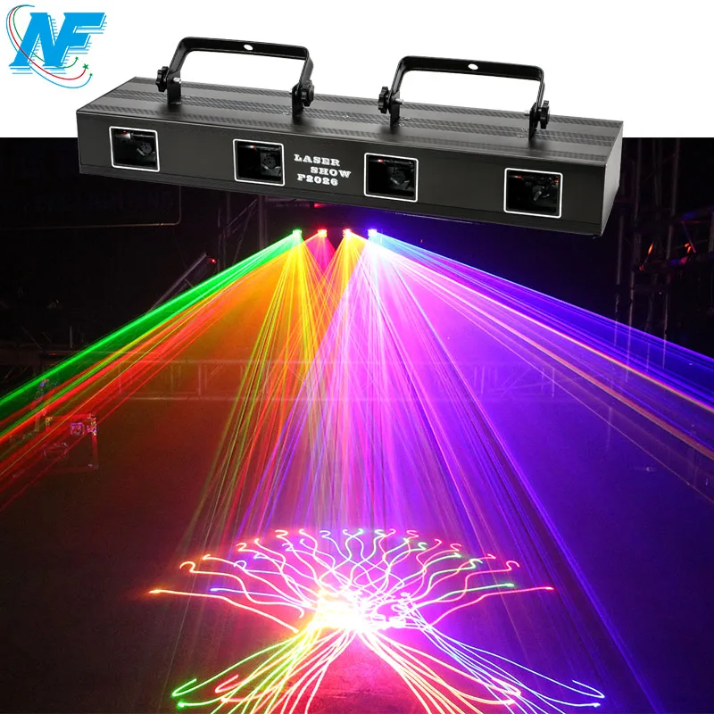  Factory Dj Disco KTV Home Party Club Special Effect led Stage Show 4 Head Laser Beam RGBY Colors Stepper Motor