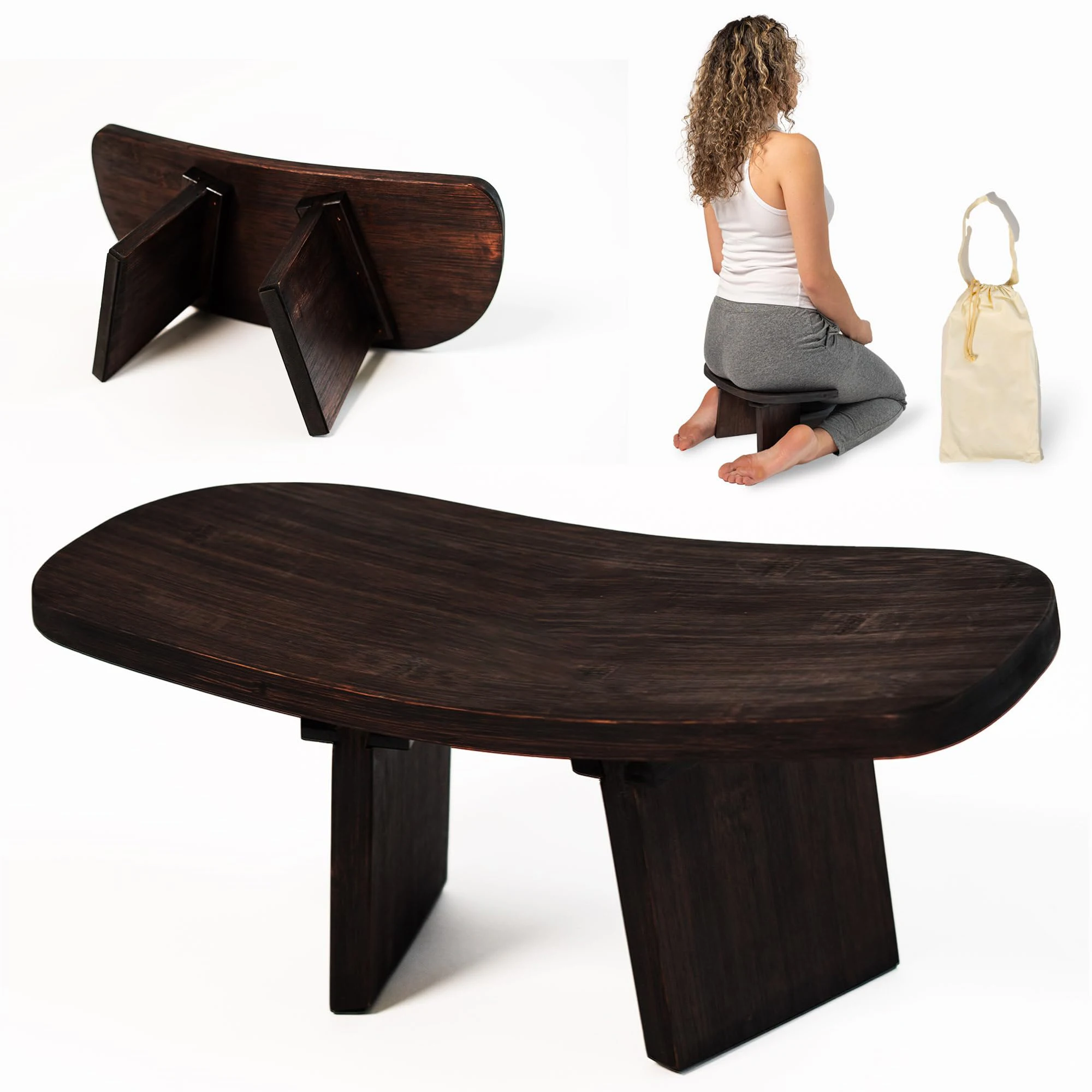 Foldable Ergonomic Bamboo Kneeling Stool Perfect Seiza Bench Meditation Stool Chair