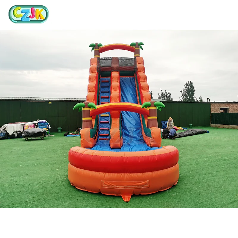 18 ft commercial wet dry orange water slide inflatable pool slide sea breeze wave inflatable water slide