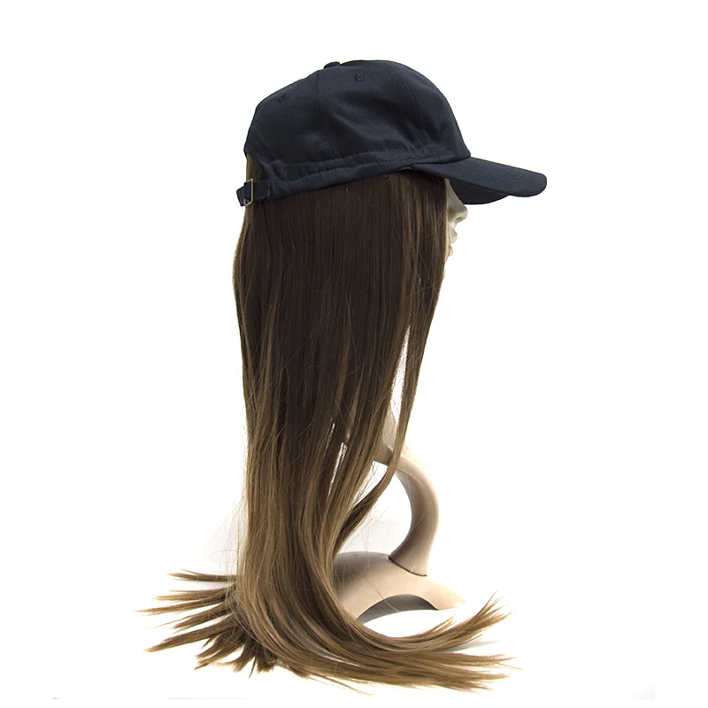
Fashion new cap with wig hot sales baseball cap with wig for girls 