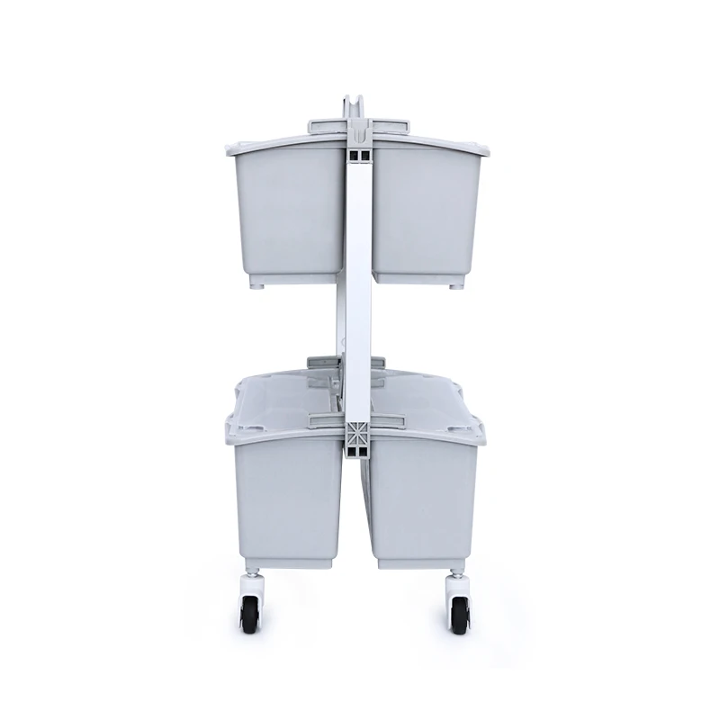 Multi-purpose no-dirty water double decks trolley spray flat mop bucket trolley with wheels and lid