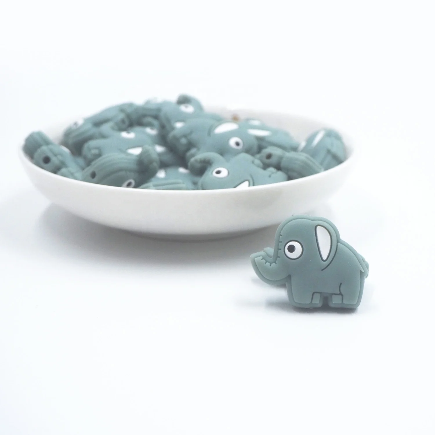 Wholesale Baby Teething Chew Teethers Silicone Loose Bead Chew Ball Elephant Character Beads For Pen Making