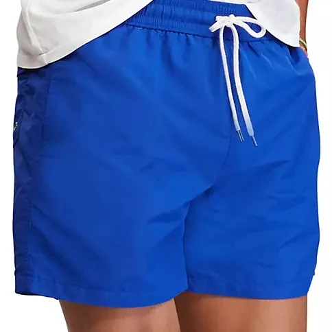 
Drawstring closure elastic waistband solid color quick-drying interior mesh brief Traveler Swim shorts 