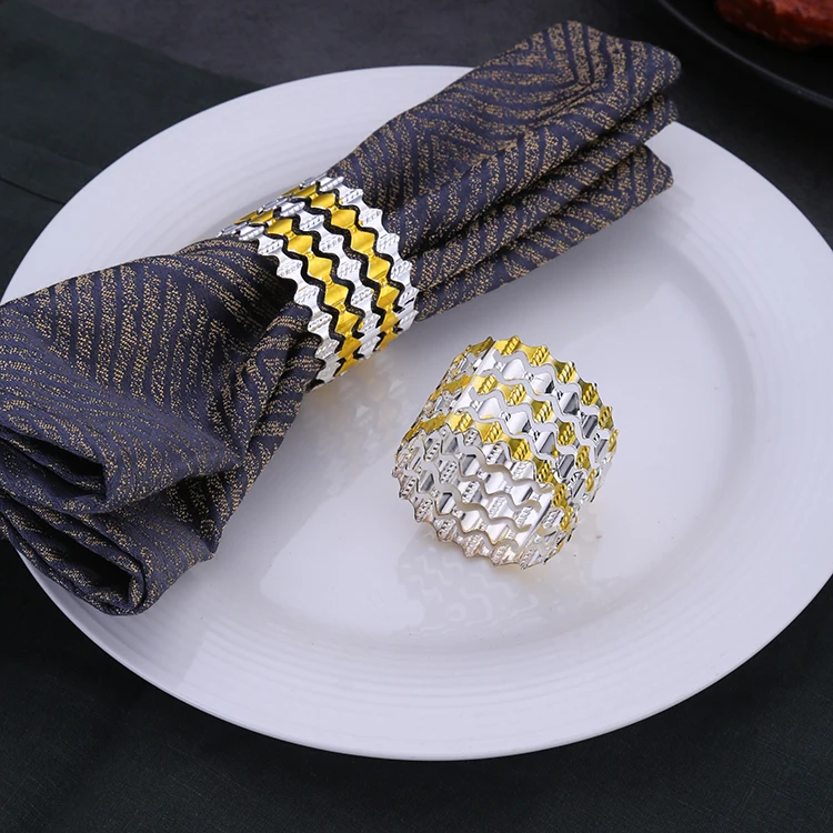 Luxury Gold Hotel Table Decorative Accessories Pearl Napkin Rings for Wedding