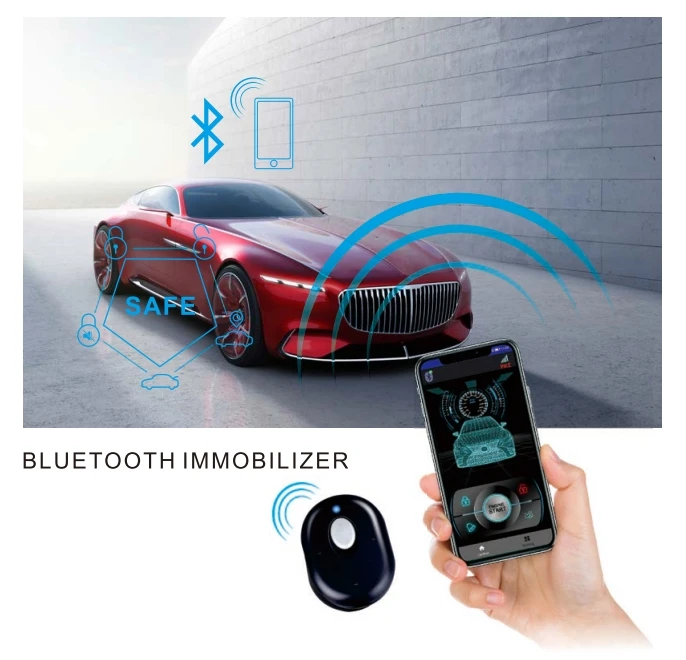 Smart 12V Car Immobilizer Alarm System with Keyless Entry Push Button Start/Stop Phone Remote Control One-Way Anti-Theft Feature