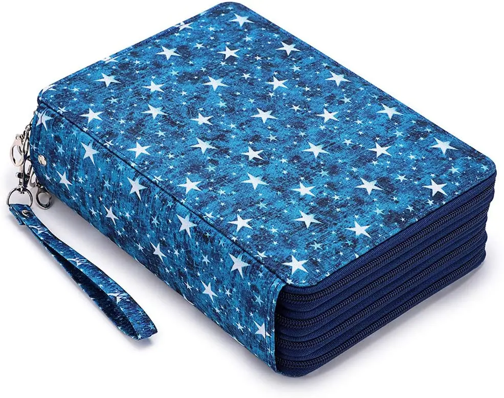 High quality customized 200 Slots Pencil Holder Pen Bag Large Capacity Pencil Organizer with Handle Strap