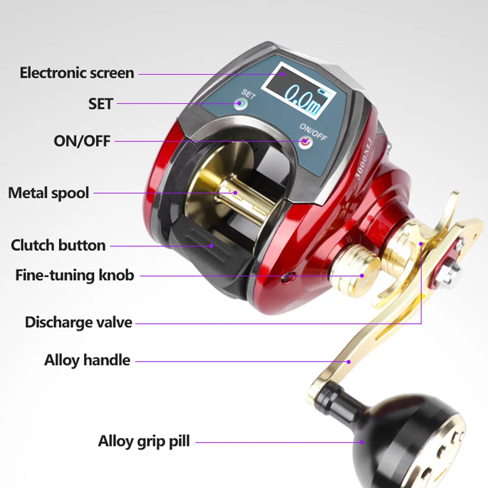 JOHNCOO Digital Display Baitcasting 6.4:1 Max Drag 10kg 6+1BB Deep Casting Fishing Reel Longcast Seawater Fishing Wheel