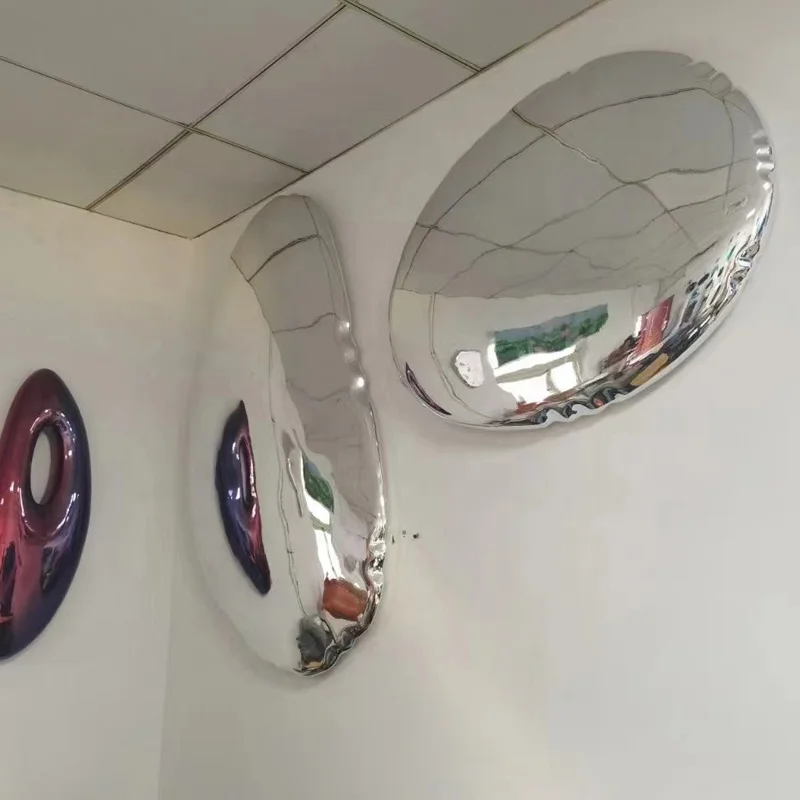 Mirror Polished Abstract Stainless Steel Cobblestone Egg Sculpture Polished Metal stainless steel cobblestone  sculpture