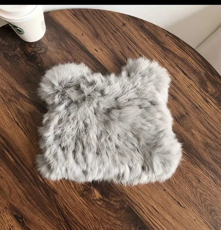 New arrival custom Woman Winter Real Rabbit Fur Beanie Hats animal Cat ears warm winter cap for girls