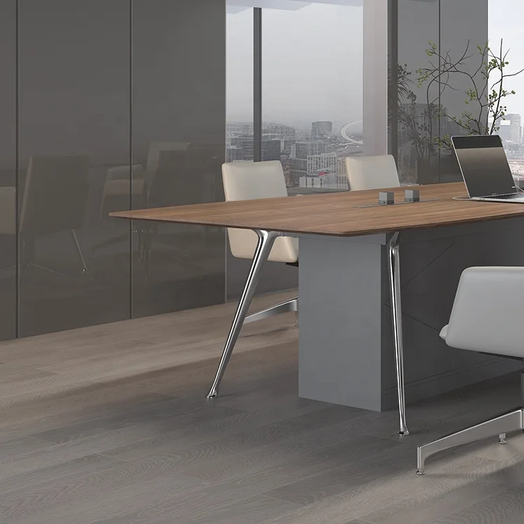 Modern New Design Board Room Furniture Table De Reunion Walnut Conference Meeting Table