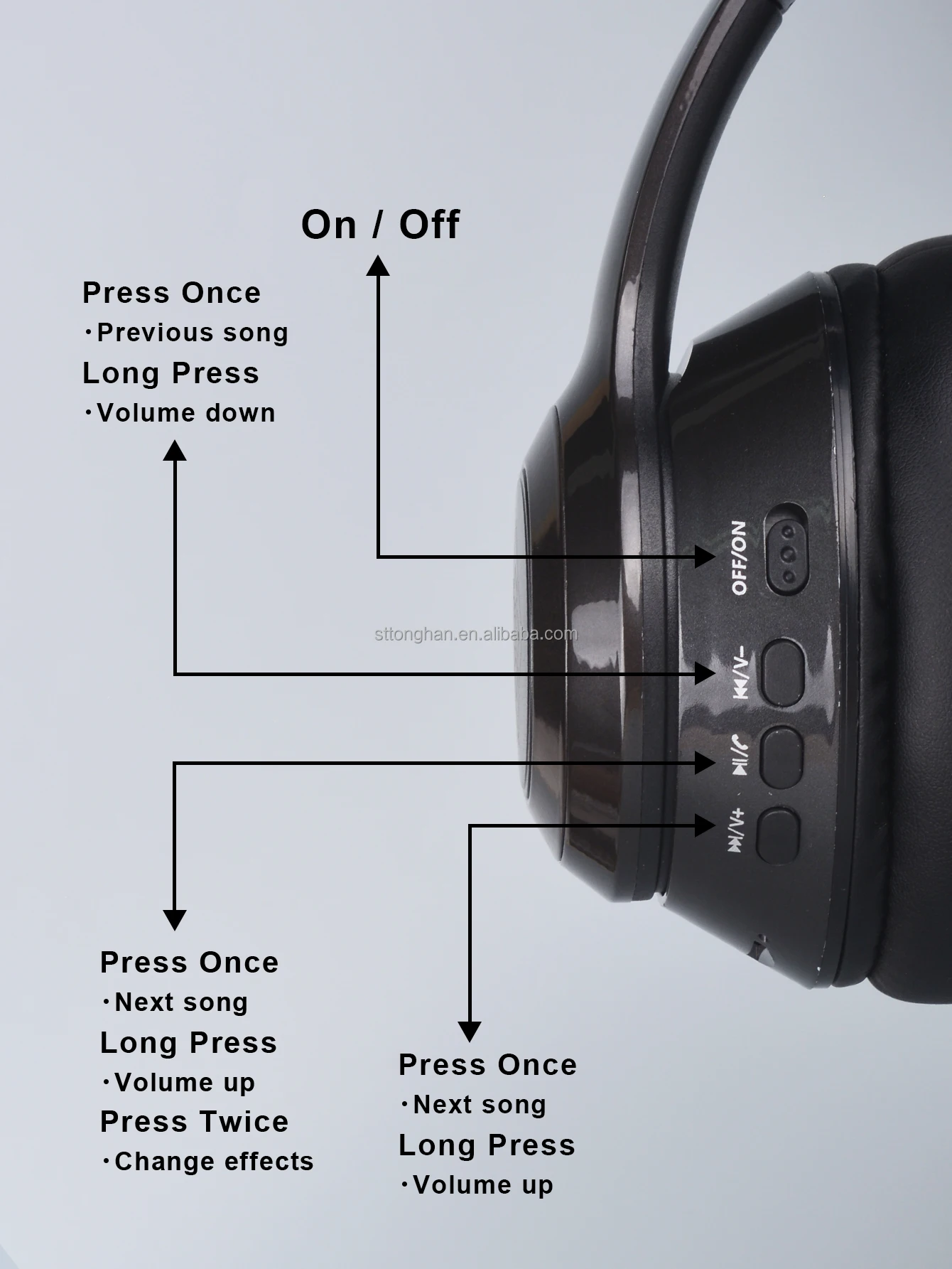 Gerripurer Brand cheap bulk Earphone High quality Black PU  cool wireless headphones