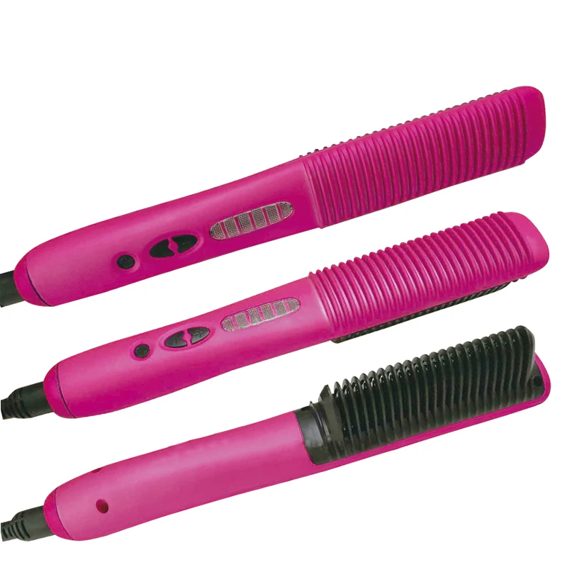 OEM factory Unisex hair styling PTC heat straightening brush Portable Beard Straightener