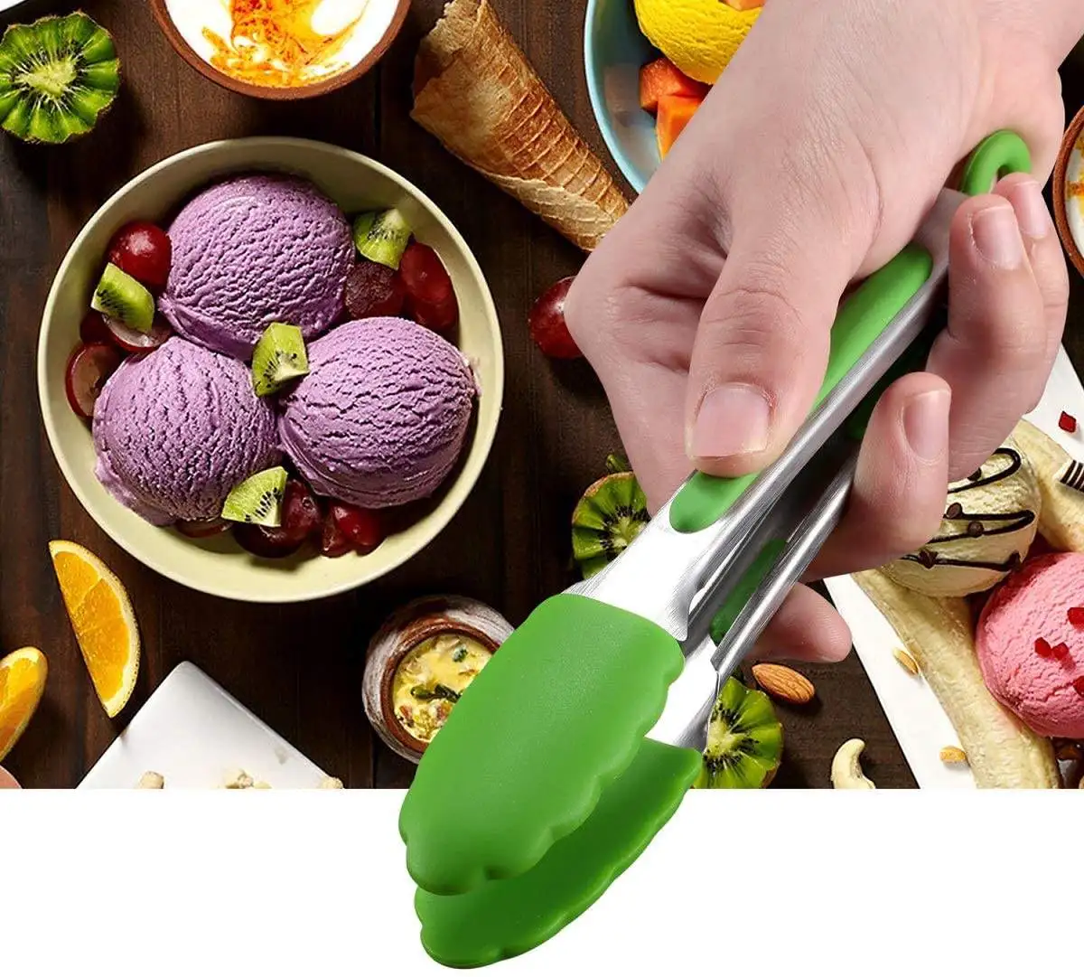 Eco-Friendly Silicone BPA Free Kitchen Tongs Non-Stick Stainless Steel Grilling Cooking Tongs for Kitchen