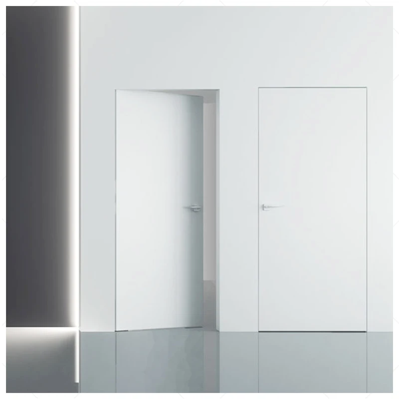 Minimalist Design Room Interior Paint Solid Wooden Slab Timber Invisible Door For House Custom Flush Border Hidden Murphy Door