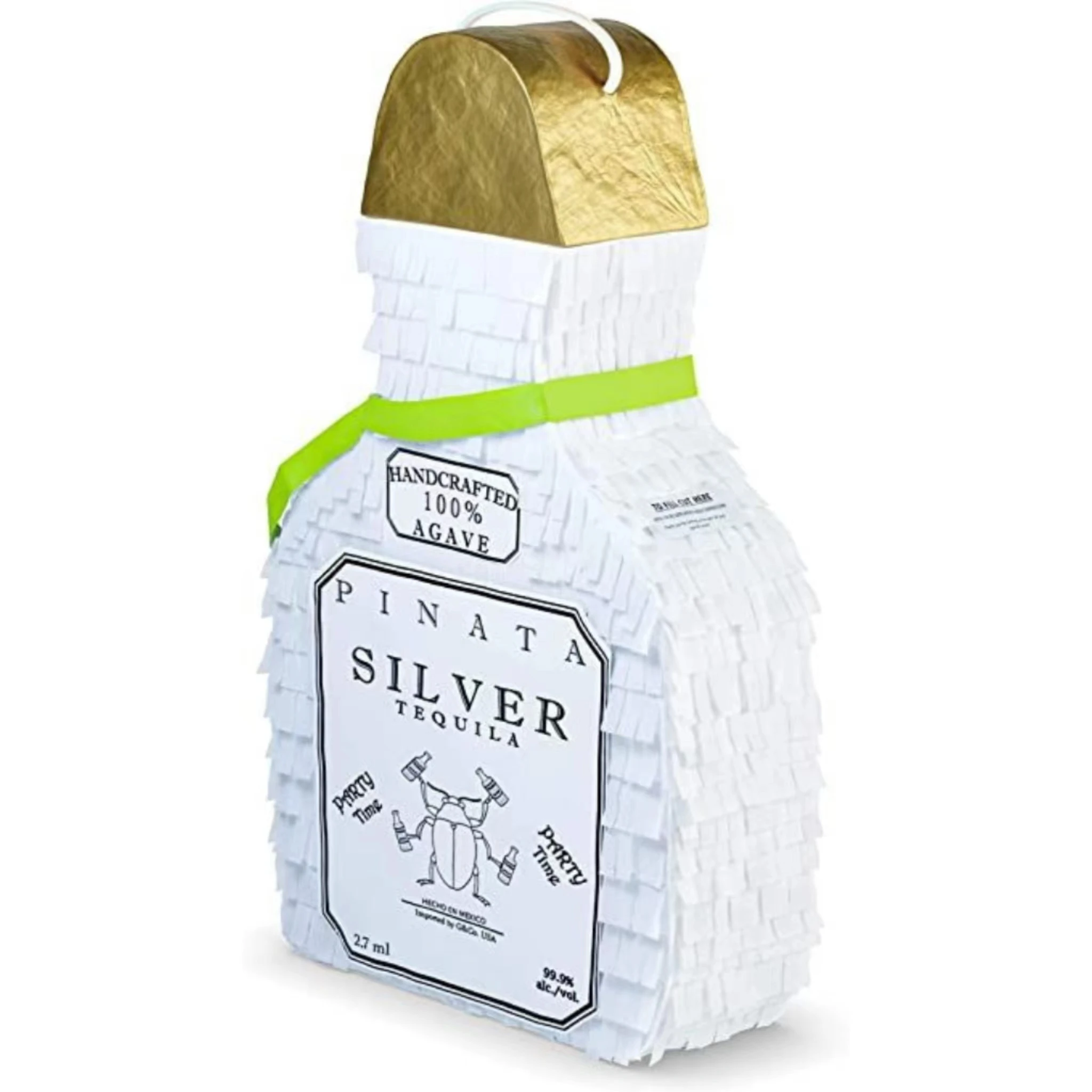 Partycool New Design Party Decoration Photo Props Candy Toys For Adults White Tequila Bottle Pinata With Sticker Plastic Rope