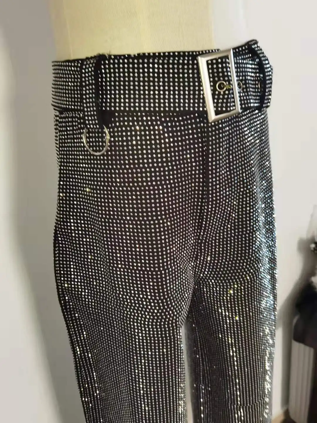 JL515 Women Beaded Sparkle Pants Trousers Ladies Women Clothes Bell Bottom Pants