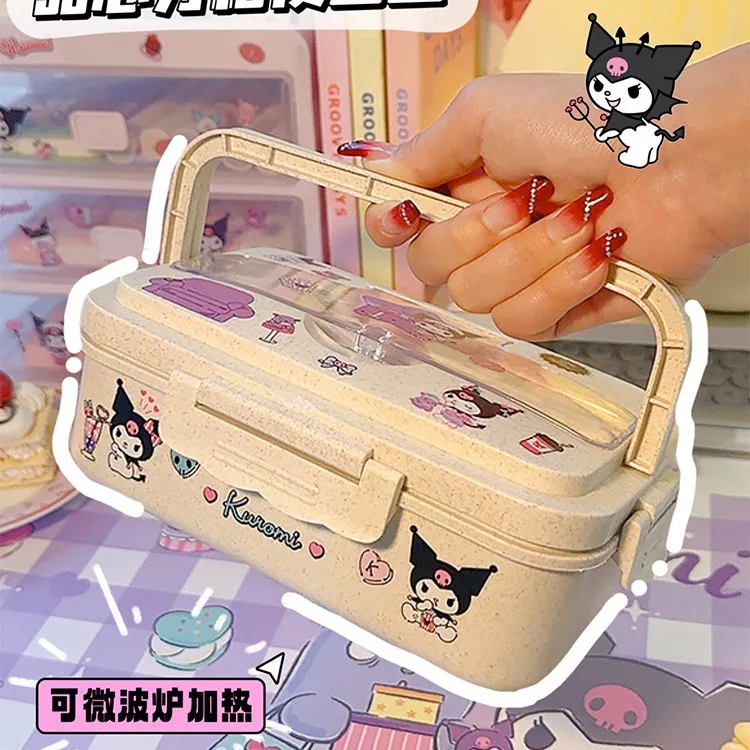 RuunJ kulomi Lunch Box Kawaii Anime yuguidog Sealed Leak-Proof Food Container Cutlery Cartoon Outdoor Picnic Bento Box Wholesale
