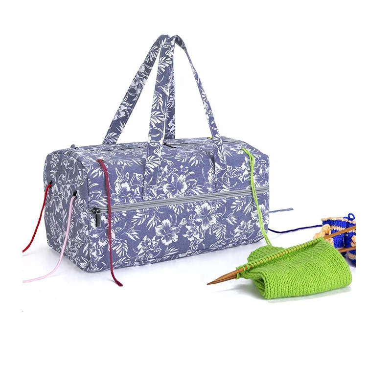 Portable Large Capacity Crochet Bag Knitting Tote Bag With 4 side grommets for Yarn Accessories