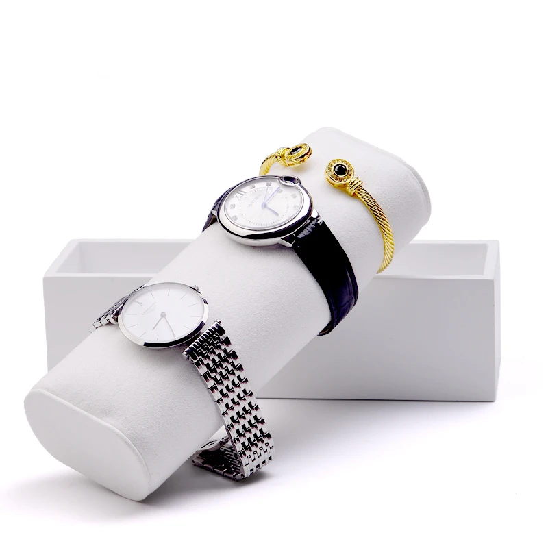 
Newest Solid wood tray white lacquer with Microfiber pillow for Watch Bracelet Bangle Storage Exhibitor Wooden display trays 