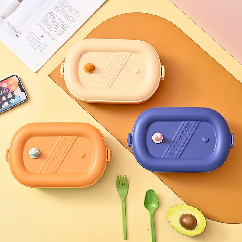 С473 многоразовый портативный симпатичный 4 решетки Bento Box герметичный школьный Ланч-бокс контейнер для еды пластиковый