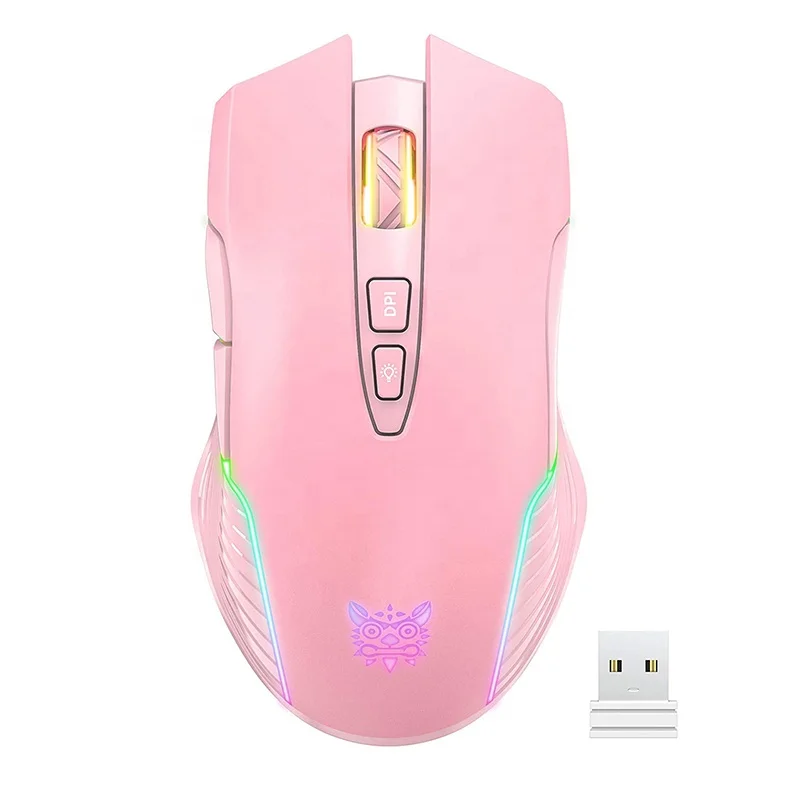 Эргономичная игровая мышь ONIKUMA CW905, 2,4 ГГц, розовая Беспроводная игровая мышь для девочек