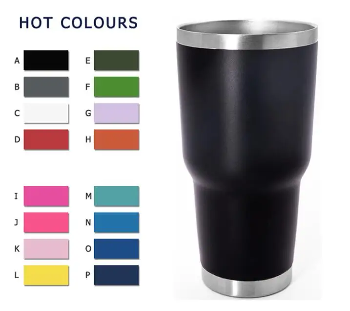 Wholesale Powder Coated travel coffee mug Regular Tumbler Stainless Steel Double Wall vacuum cup 30oz Car Tumbler with Lid