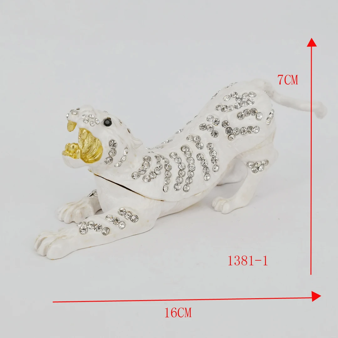 metal cheetah trinket jewelry box  metal craft gifts for home decoration animal figure