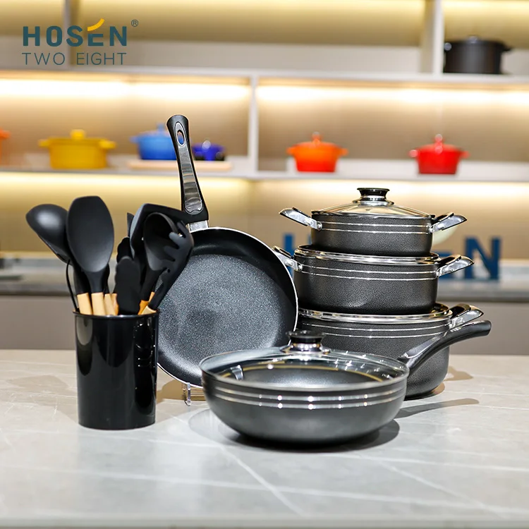 OEM Pot Pan Aluminum Cookware Sets Hot Seller Non Stick Cookware Set Household Kitchen Accessories Kitchen Utensils Set