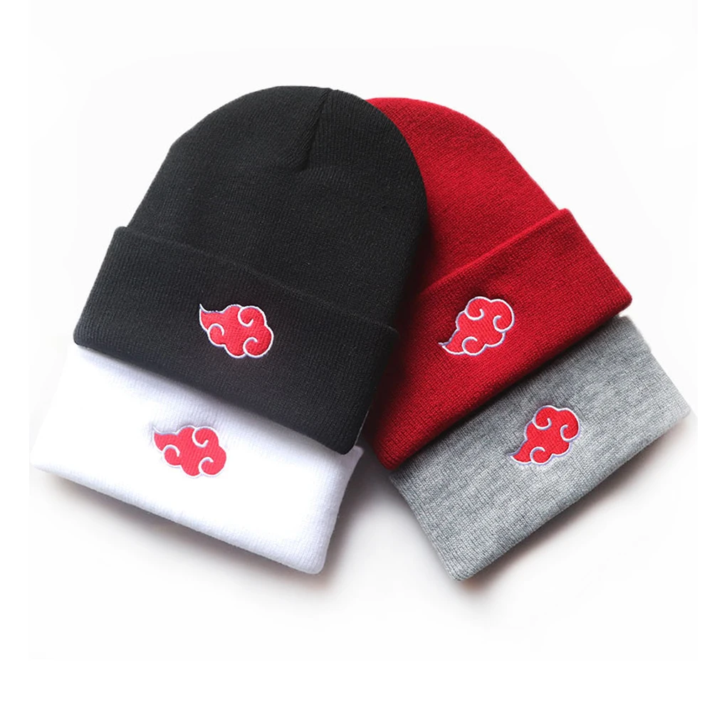 14  style Akatsukied Logo Anime Casual Beanies for Men Women Knitted Winter Hat Red Cloud Hip-hop Skullies Hat Unisex Caped