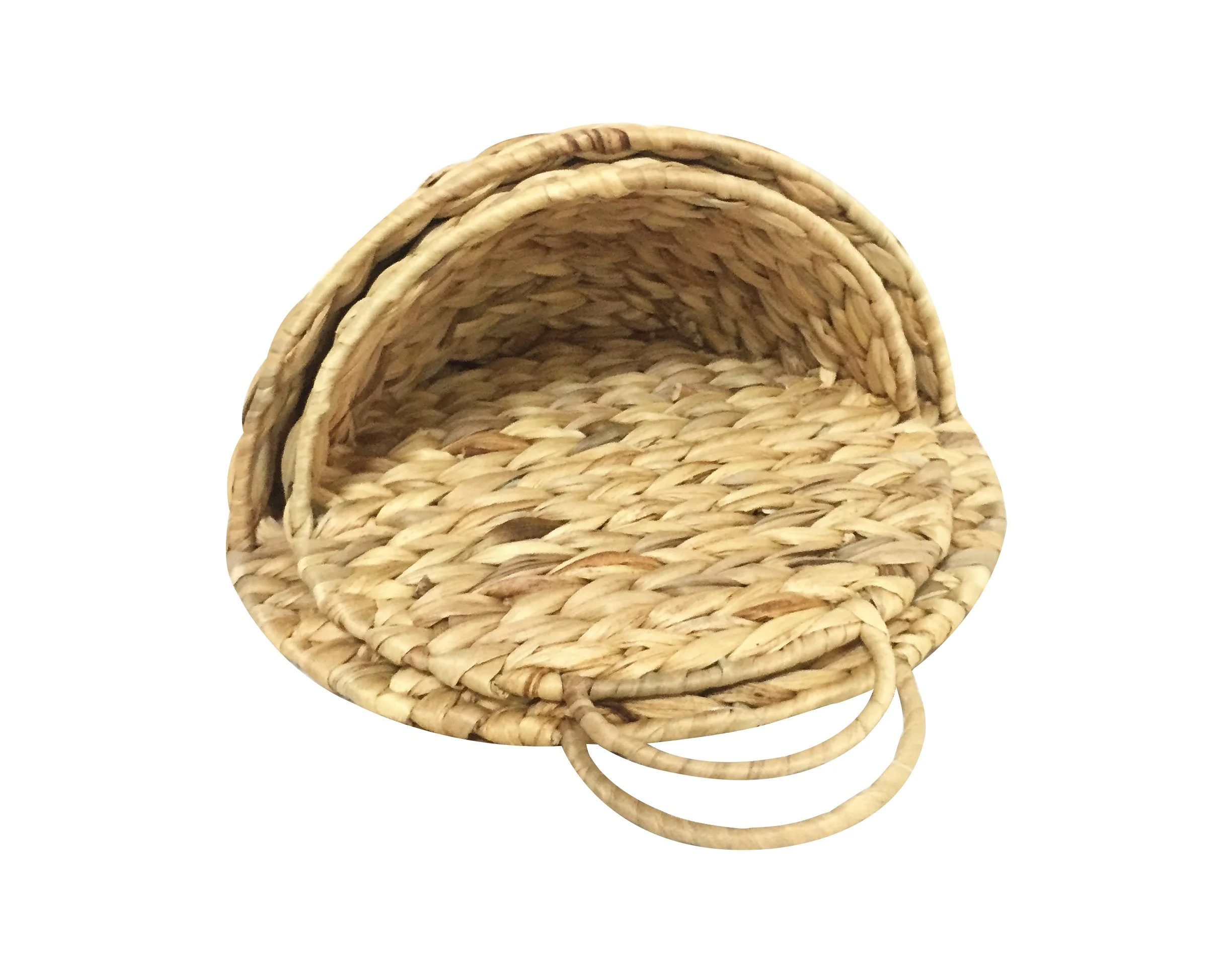 XH set of 2 handmade woven hanging wall decor natural water hyacinth basket set