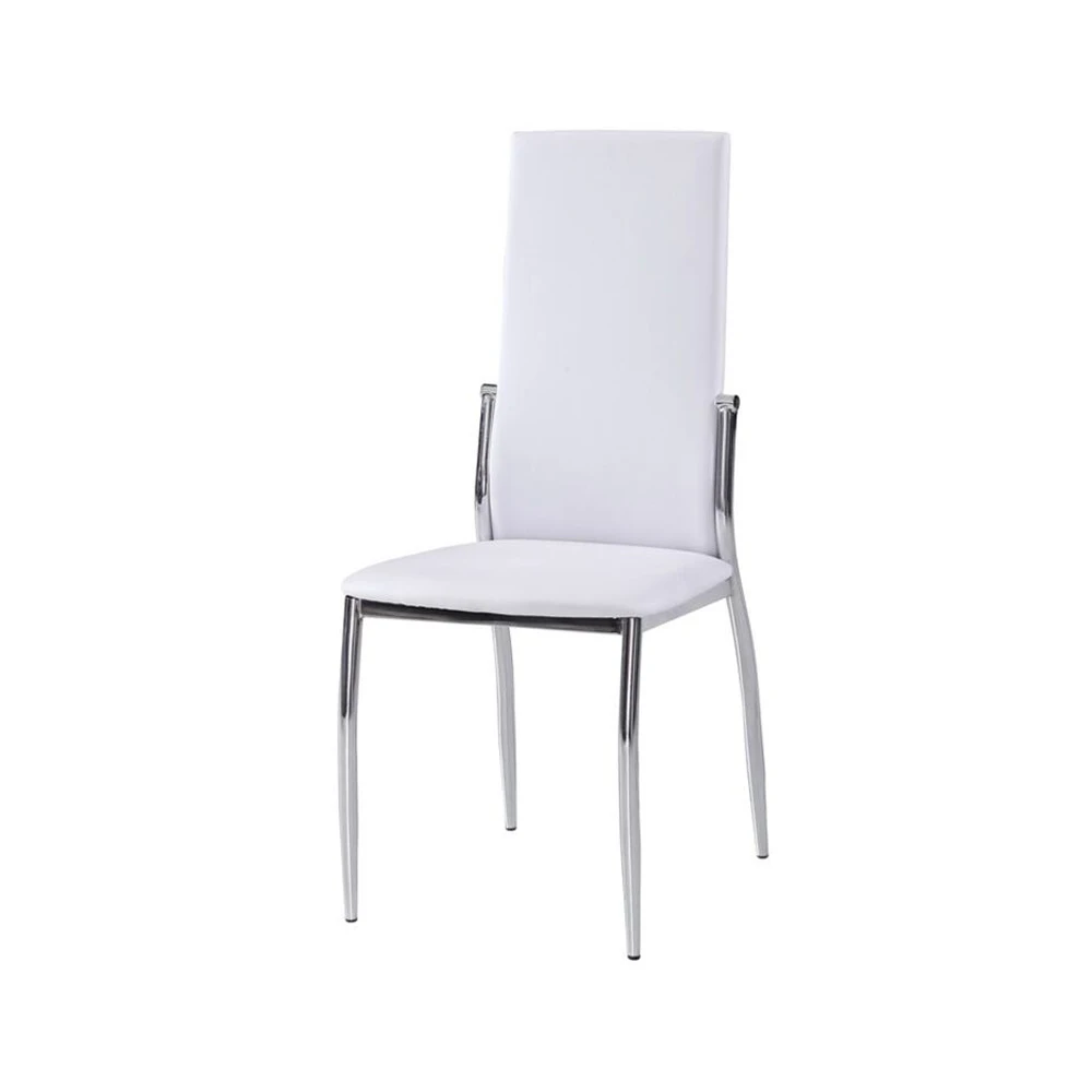 Cheap Kitchen White Chair Metal Legs Restaurant Dining Leather Chairs