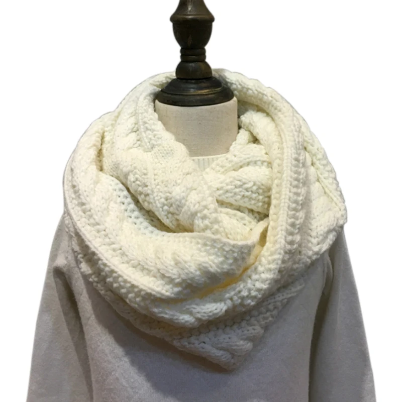 Зимний теплый шерстяной шарф женский корейский крученый жаккардовый простой шарф женский двусторонний вязаный шарф аксессуары для холодной погоды
