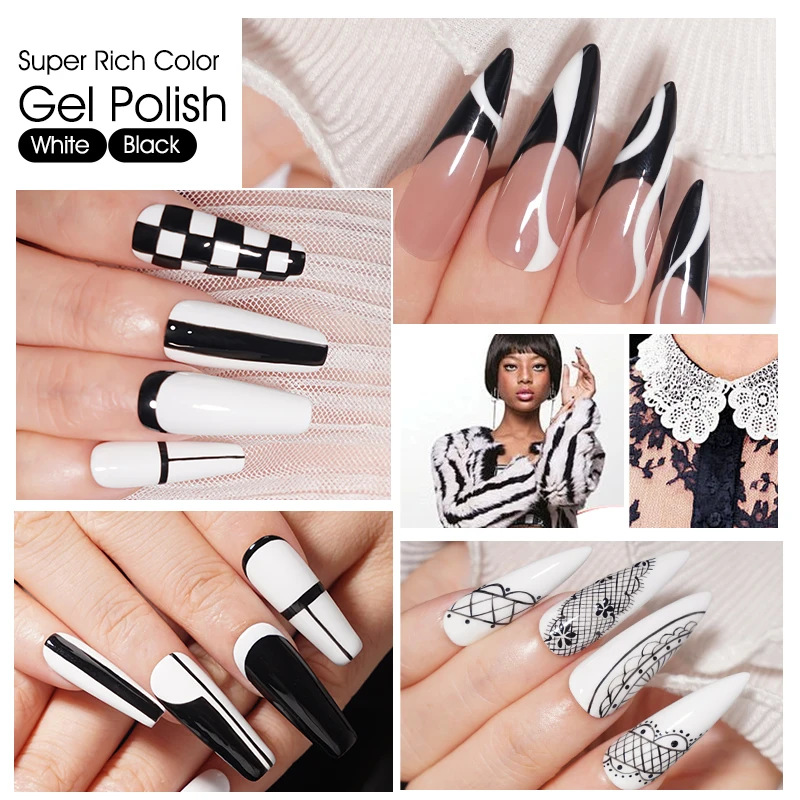 R S Nail Hot Sales 15g Super Rich Color Gel Polish Black White Color Adhesive Nail Glue Uv Led Gel Varnish Semi Permanent Glue