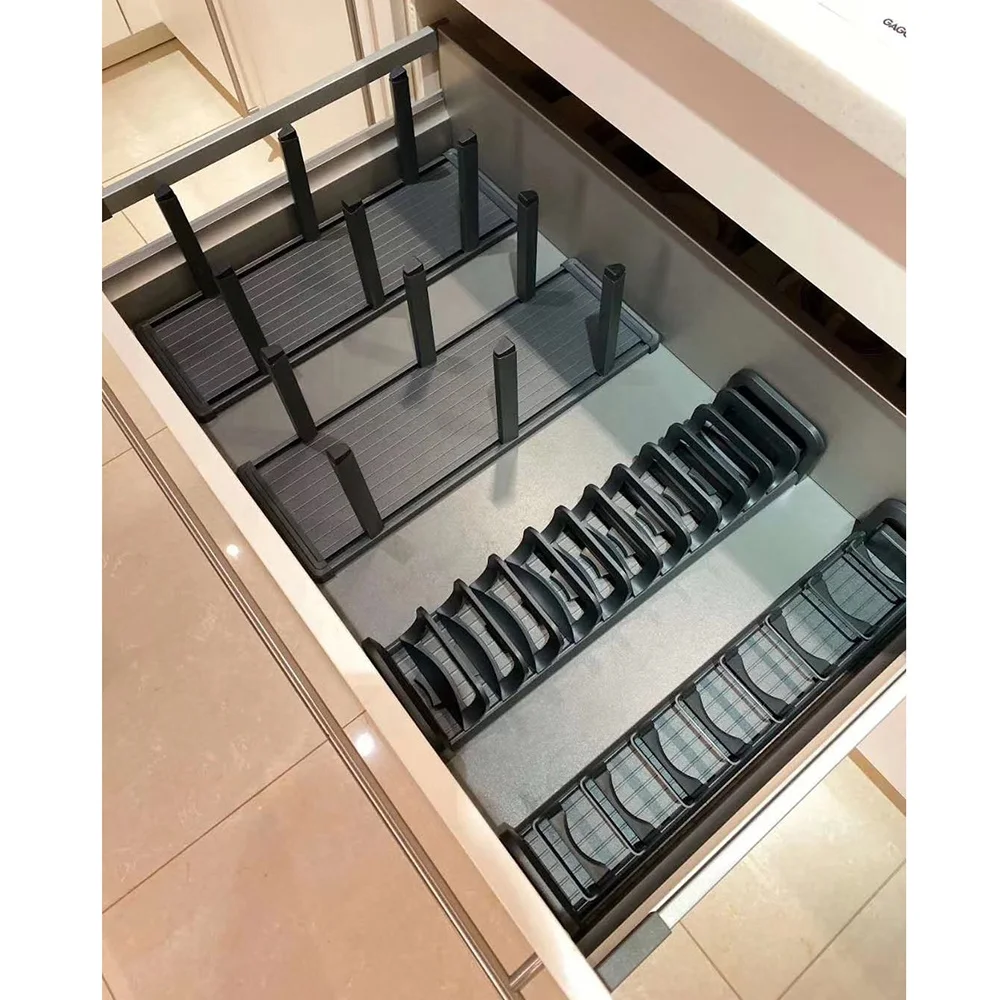 2022 Goldmine Kitchen dish stack rack plates organisation racks 2-tiers double-layer drawer kitchen counter cabinet spice drawer
