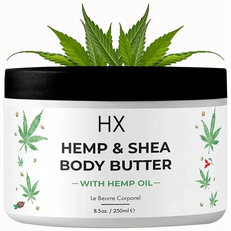 
Private Label Organic Hemp Seed Body Butter, 100% Pure Natural Cold Pressed Moisturizer Brightening Cream 