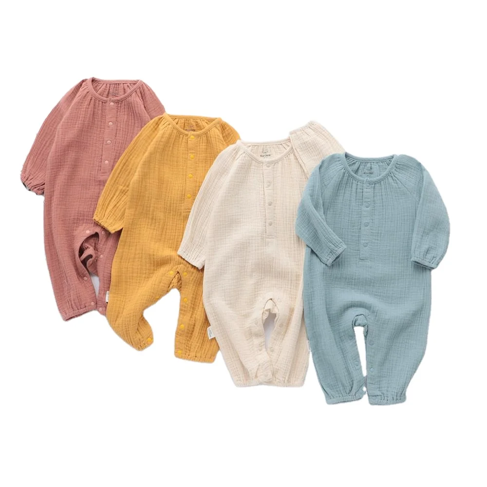 new born baby bodysuit clothes blank cotton and linen onsie OEM linen baby bodysuit