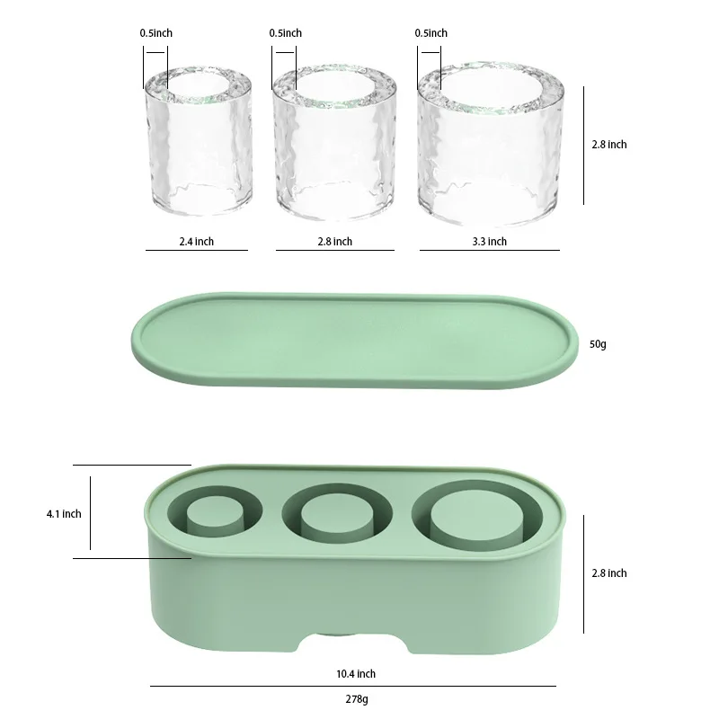 New Amazon 3 Hollow Cylinder Ice Cube Tray with Lid For Beer Tumbler Cup Accessories