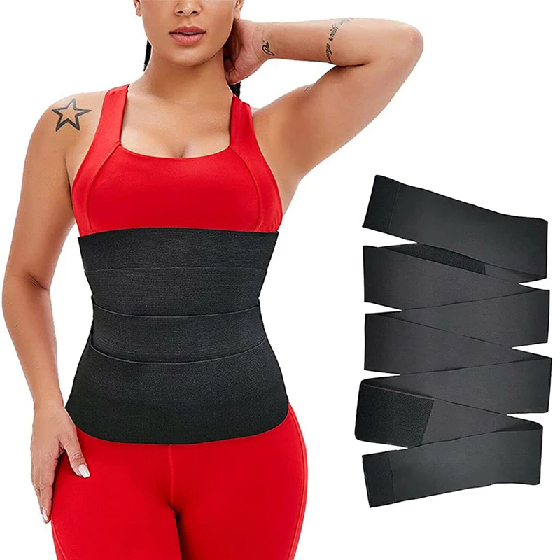 Custom Logo Free Size Elastic Fitness Waist Trainer Belt Snatch Me Up Bandage Tummy Wrap