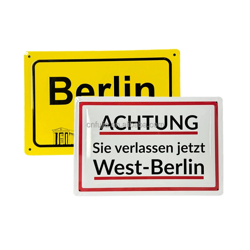 Factory Customized size Berlin city souvenir tin sign metal craft street sign custom design