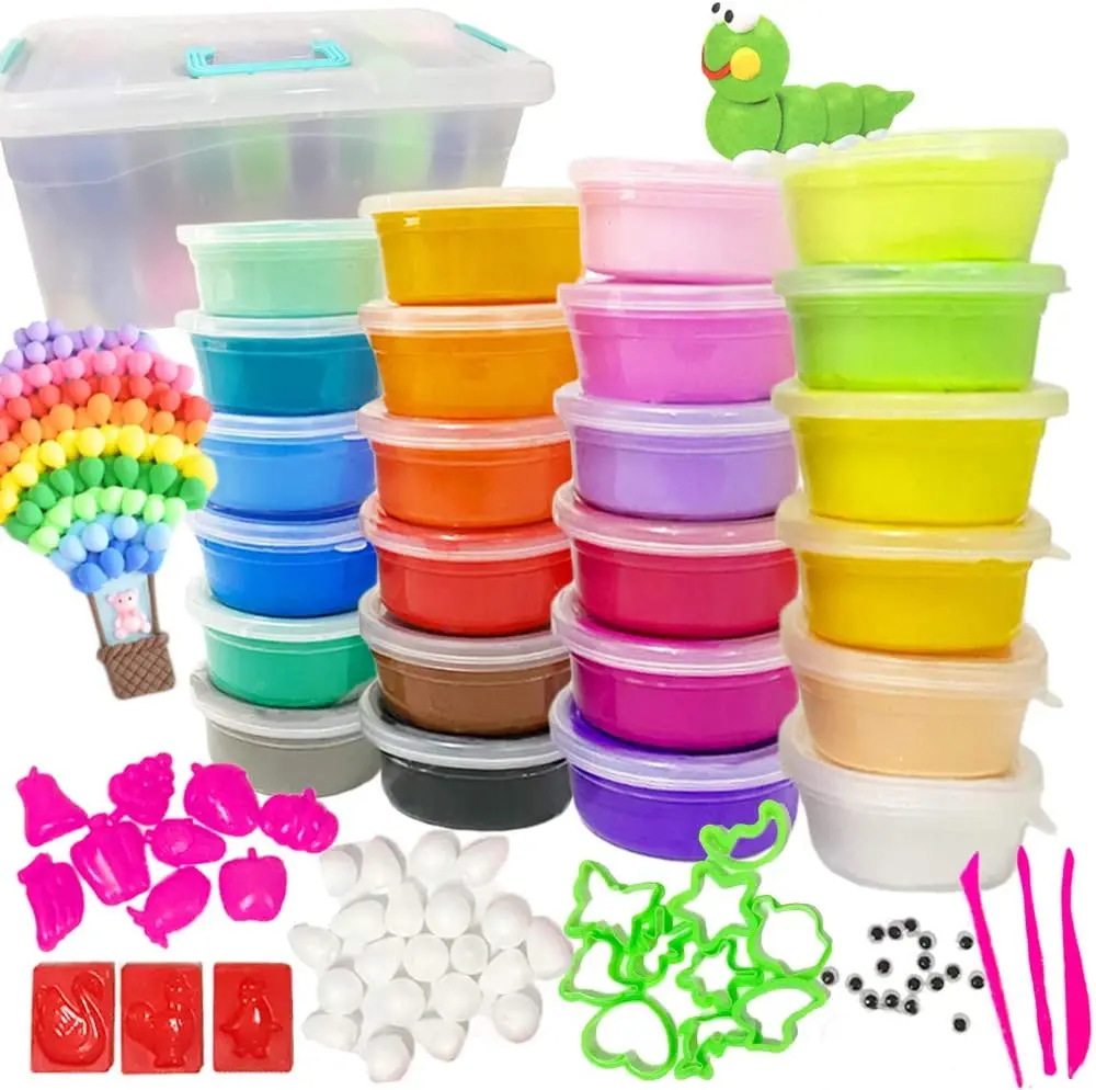 24 Colours Magic Ultra Air Dry DIY Modelling Clay Set Craft Kit With Accessories Non-toxic Eco-Friendly