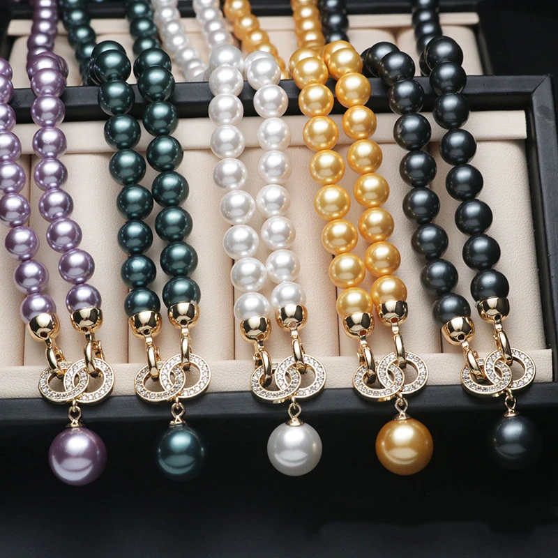 High Quality Baroque Pearl Pendant Necklaces Shell Pearl Gold Chain Pearl Choker Necklace