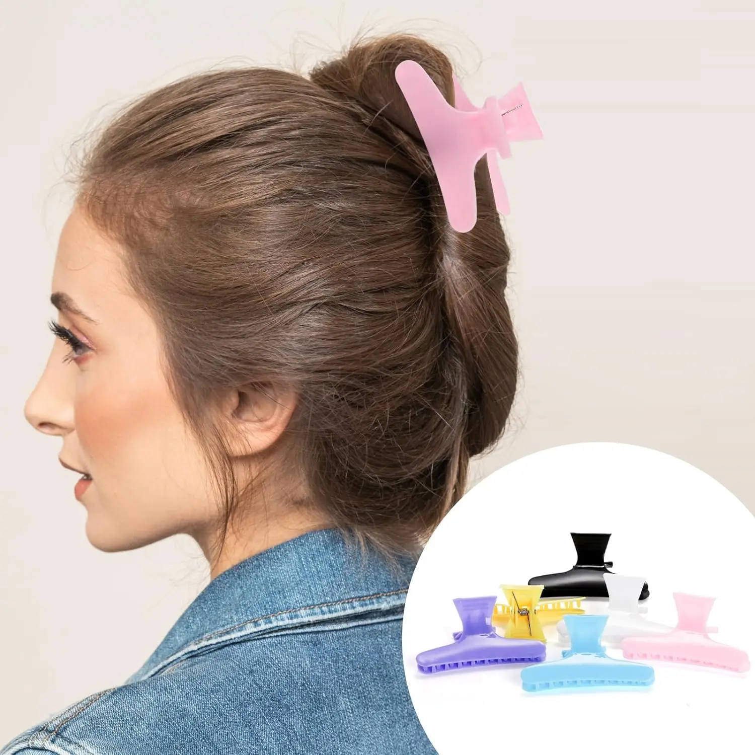 Cheap ABS Salon Barer Hairstyling 12pcs/Bag Customized Logo Accessories Claw Clamp Grip Tiny Butterfly Hair Clip