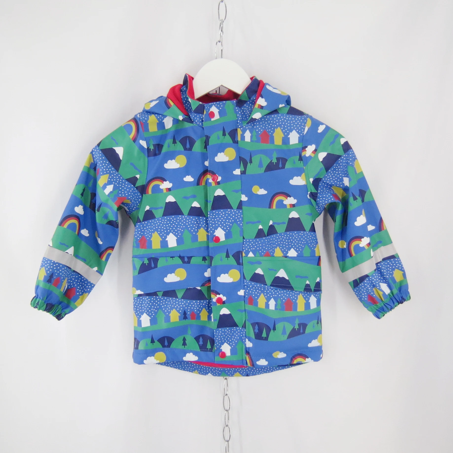 recyclable materials eco-friendly fabric raincoat windproof all over printing rain wear for kids