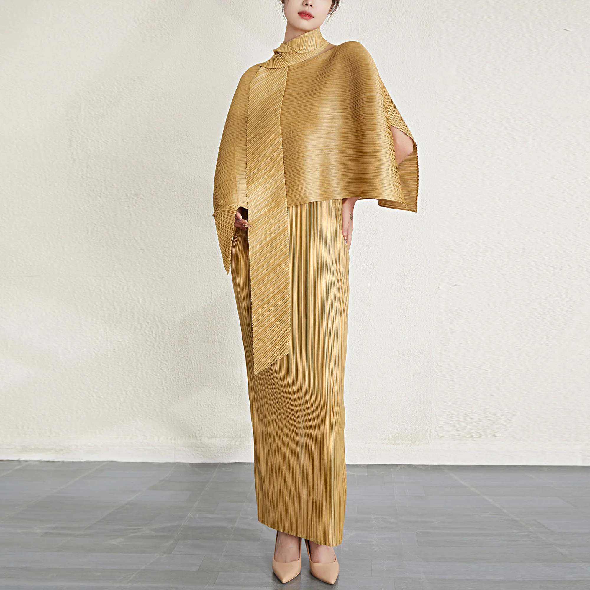 Wholesale 100% Polyester Dress Women Party Evening Elegant Two Piece Set Solid Slimming Sets Dress